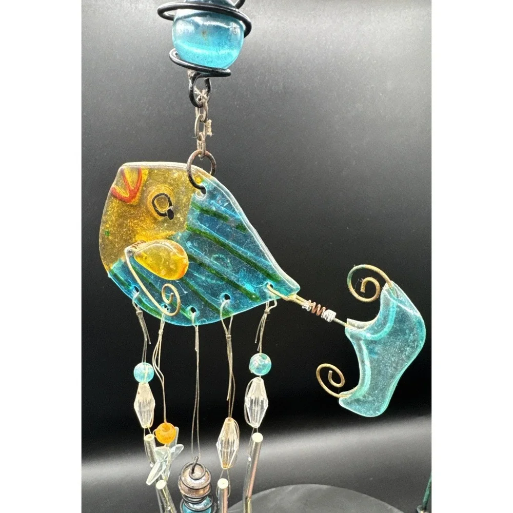 Painted Glass Fish Wind Chime | Marbles, Metal, Plastic | 23